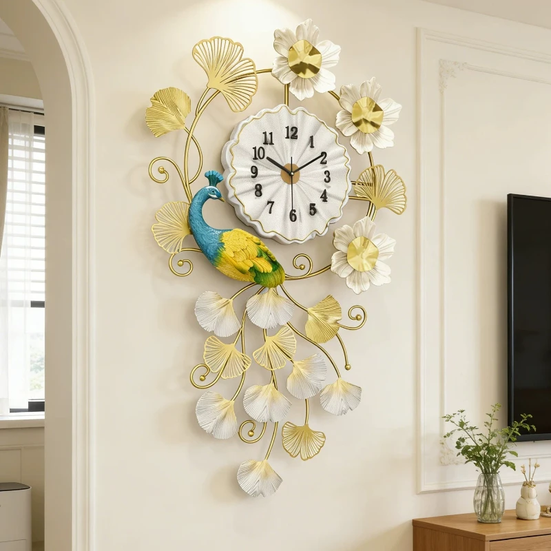 Minimalist Peacock Wall Clocks Luxury Vintage Xenomorph Fashion Wall Watch Aesthetic Living Room Reloj De Pared Home Decoration