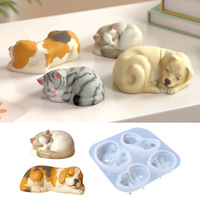 Sleeping Dog Cat Animal Resin Silicone Mold DIY Handmade Candle poxy Resin Casting Mold for Keychain Ornament Making