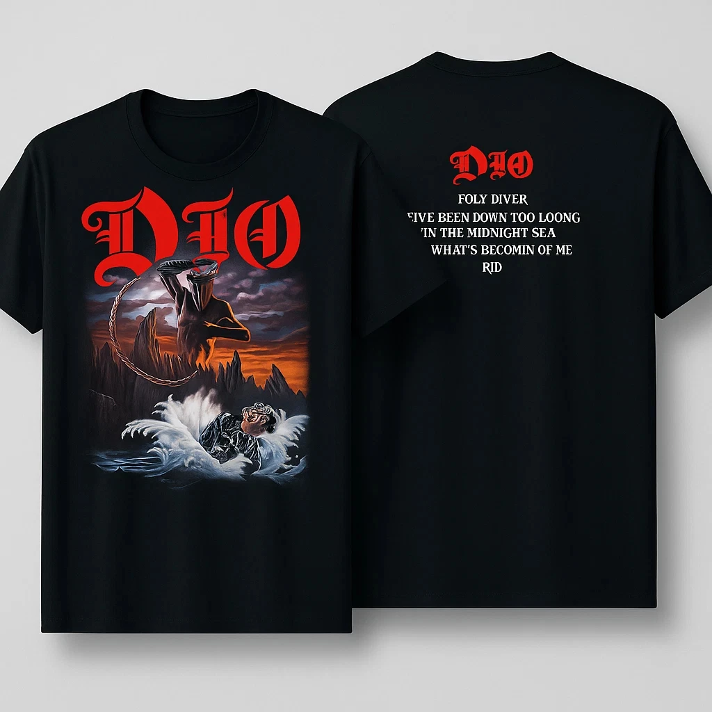 تي شيرت DIO Holy Diver تي شيرت عتيق بشريط معدني فاخر عالي الجودة لكل من الرجال والنساء Y2k #1