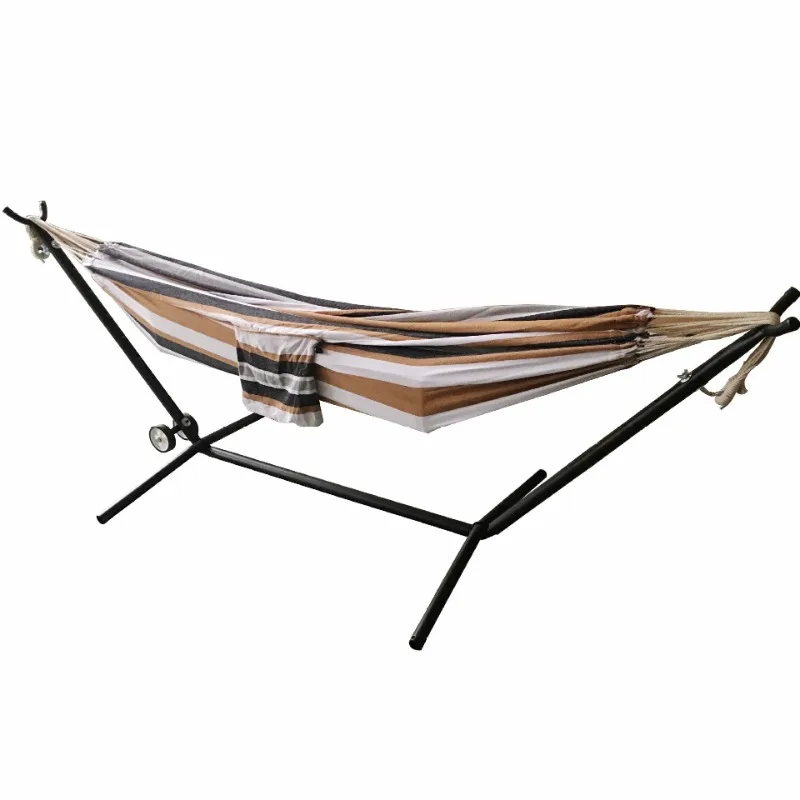 

[Factory Wholesale] Outdoor indoor leisure canvas hammock with roller bracket, outdoor camping pulley, labor-saving