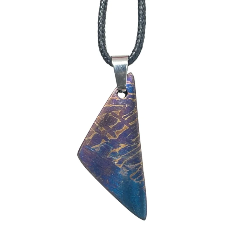 Muonionalusta Meteorite Irregular Triangle Pendant Blued Etched Widmanstatten Pattern Nickel Iron Meteorite Necklace LK498