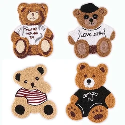 Cartoon Cute Teddy Bear Large Patch ciniglia cucito ricamo Applique sui vestiti, fai da te cucire su toppe per giacca, abbigliamento per bambini