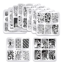 1 PC 6*6cm Nail Art Templates Stamping Plate Design Flower Butterfly Glass Temperature Lace Stamp Templates Plates Image Decor