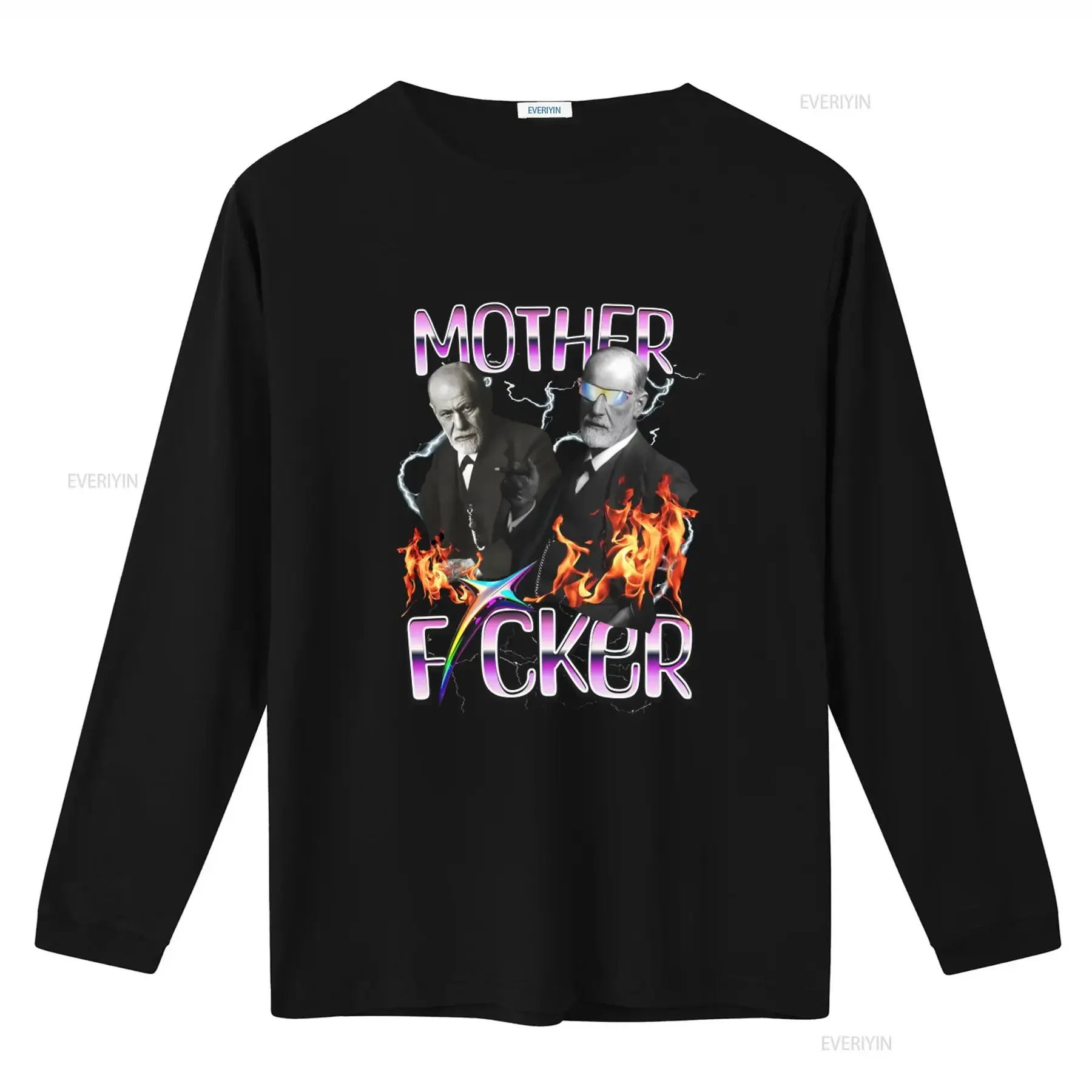 Stylish Sigmund Freud T Shirt with Lightning and Flame Design for Funny Meme Fans That Go Hard Freudian Humor vintage Washed