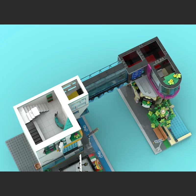 Street View Model Moc Building Blocks Central Street  Model Technology Brick DIY Assembly Construction Toy Holiday Gifts