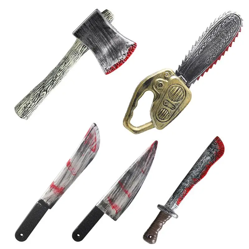 

Faked Bloody Sharp Knife For Halloween DIYs Cosplay Props Decor Simulation Plastic Kitchen Knife Halloween Party Supplies