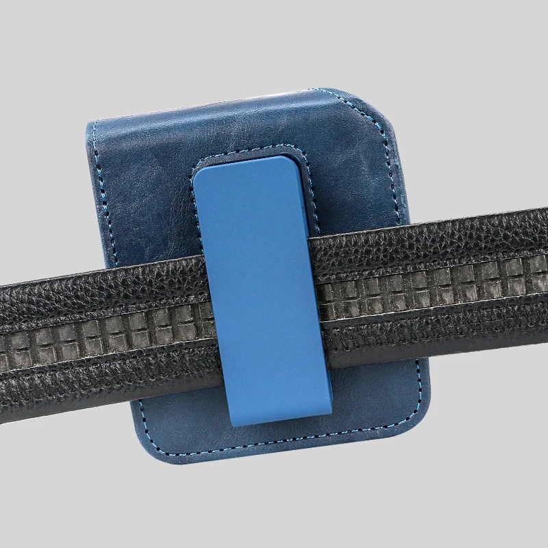 حقيبة خصر للهاتف المحمول من جلد البولي يوريثان لهاتف سامسونج جالاكسي Z فليب 6 5 4 3 مع حامل قلم، إغلاق مغناطيسي، أزرق