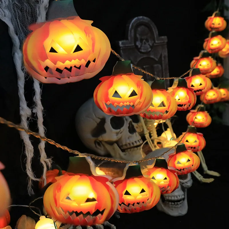 Guirnalda de luces LED impermeables para decoración de calabaza de Halloween, luces de ambiente para interior y habitación, batería para exteriores, 2023, 261