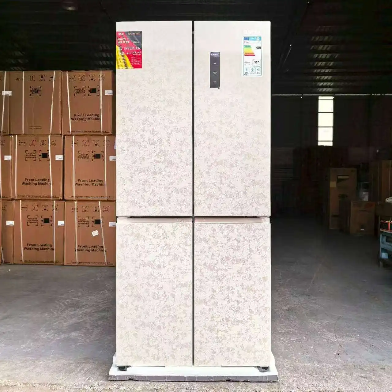 Electric Frost-Free Compressor Refrigerator with Cross-Door Belts Stainless Steel for Hotels and Households