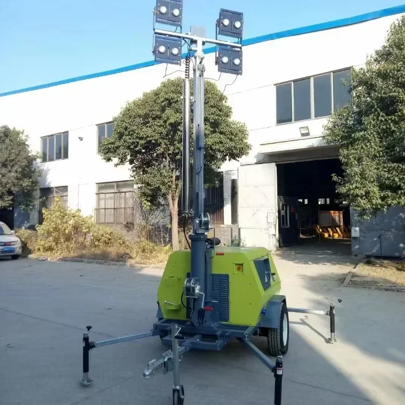 YG Portable Light Tower EURO5 EPA Certified Construction Machinery 5M 7M 9M Portable Trailer Hand-lifting Mobile Lighting Tower