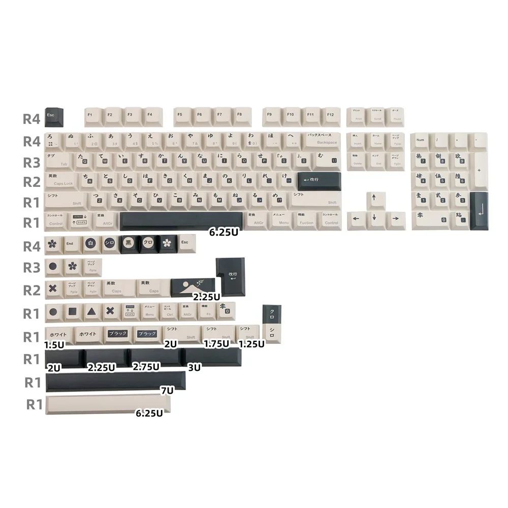 

Black White Japanese PBT Keycap Cherry Profile DYE Sublimation Mechanical Keyboard Keycaps ANSI Layout ISO Enter Keys