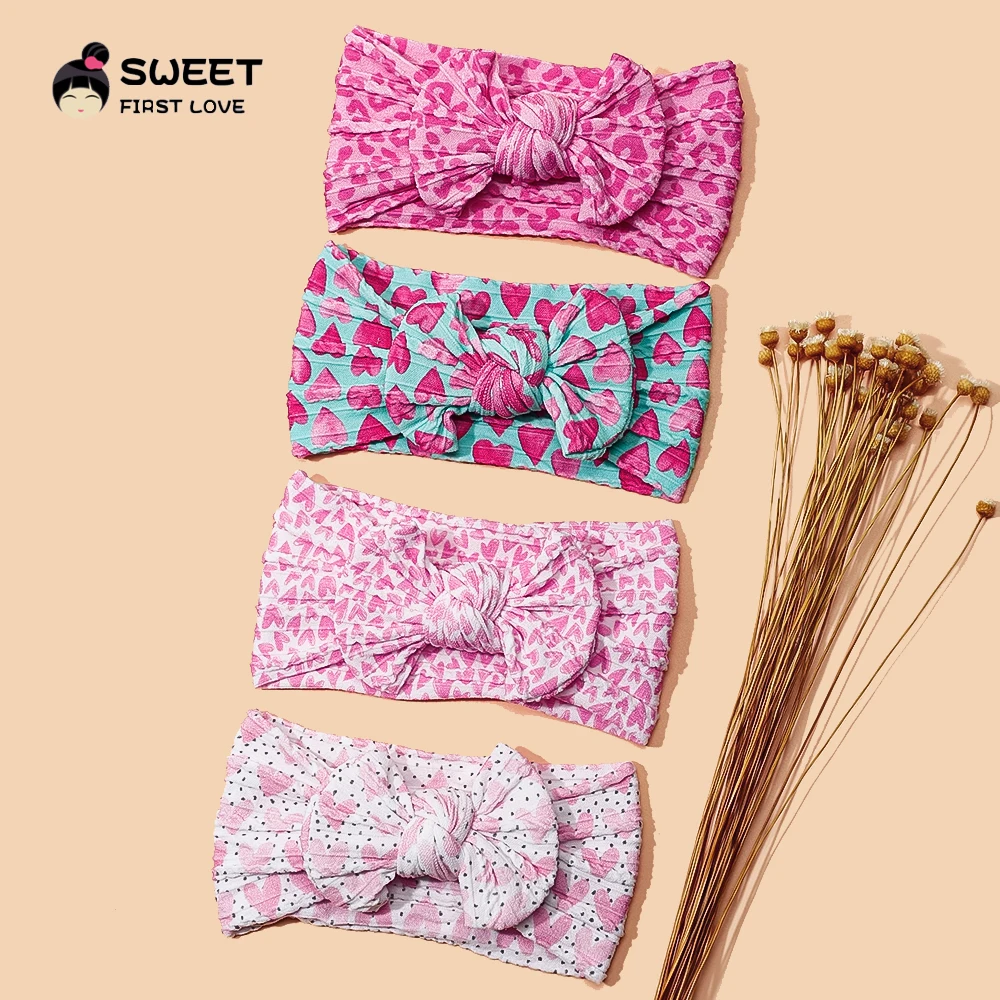 Headband For Girls Print New Princess Hair Bow Baby Bands Soft Nylon Elastic Newborn Headdress Children\'s Hair Accessories