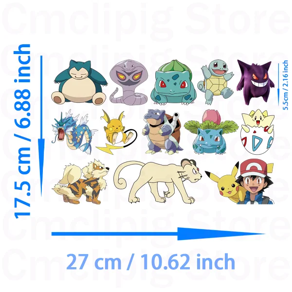 Kawaii Pikachu Iron on patches small size self-adhesive vinyl stickers for children heat transfer vinyl Applique for clothes