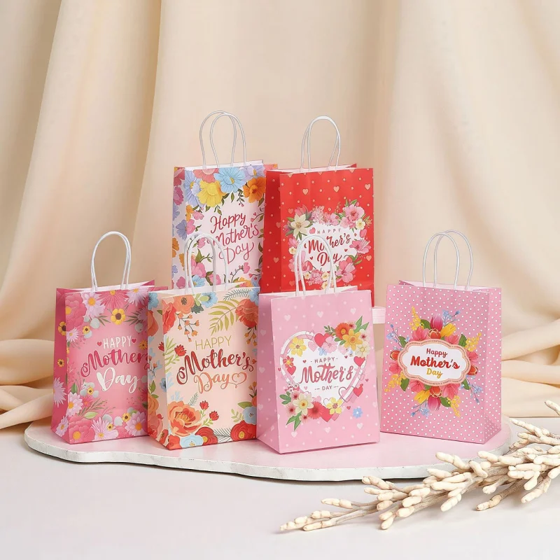 

Mother's Day Theme Gift Packaging Bag Kraft Paper Bag Printed Gift Bag Party Gift Bag Handbag
