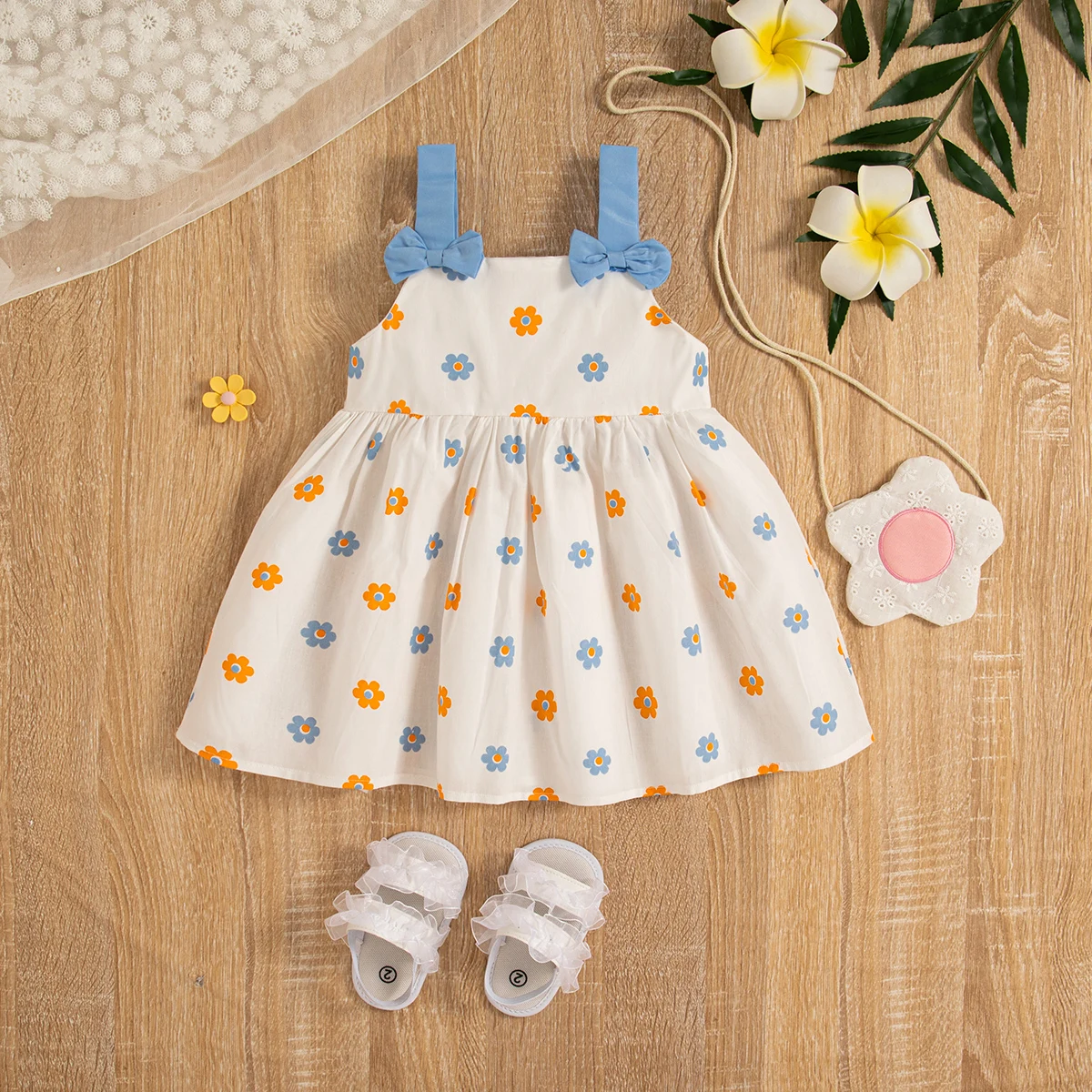 (0-3) Baby Girl Dress Summer Baby Girl Flower Full Print Sleeveless Princess Dress Cotton Fashion Comfortable Strap Dress