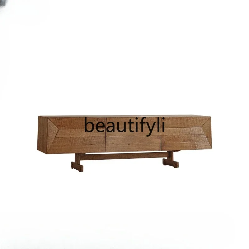 E182 Japanese-style wabi-sandy wind TV cabinet B & B hotel designer old wood retro living room Japanese-style solid wood furnitu