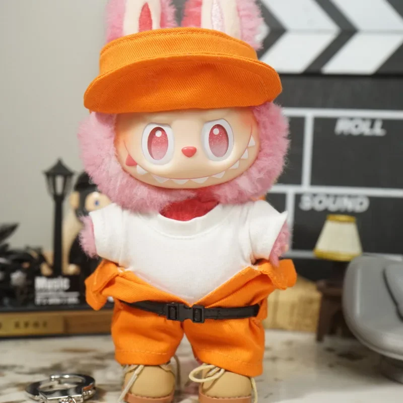 ชุดเสื้อผ้าเด็ก Labubu ขนาด 17 ซม. ชุดผ้าแคนวาสพร้อมกุญแจมือ ชุดคอมโบสำหรับตุ๊กตา เสื้อผ้าตุ๊กตา อุปกรณ์เสริมตุ๊กตา ชุดบทบาทสมมติ