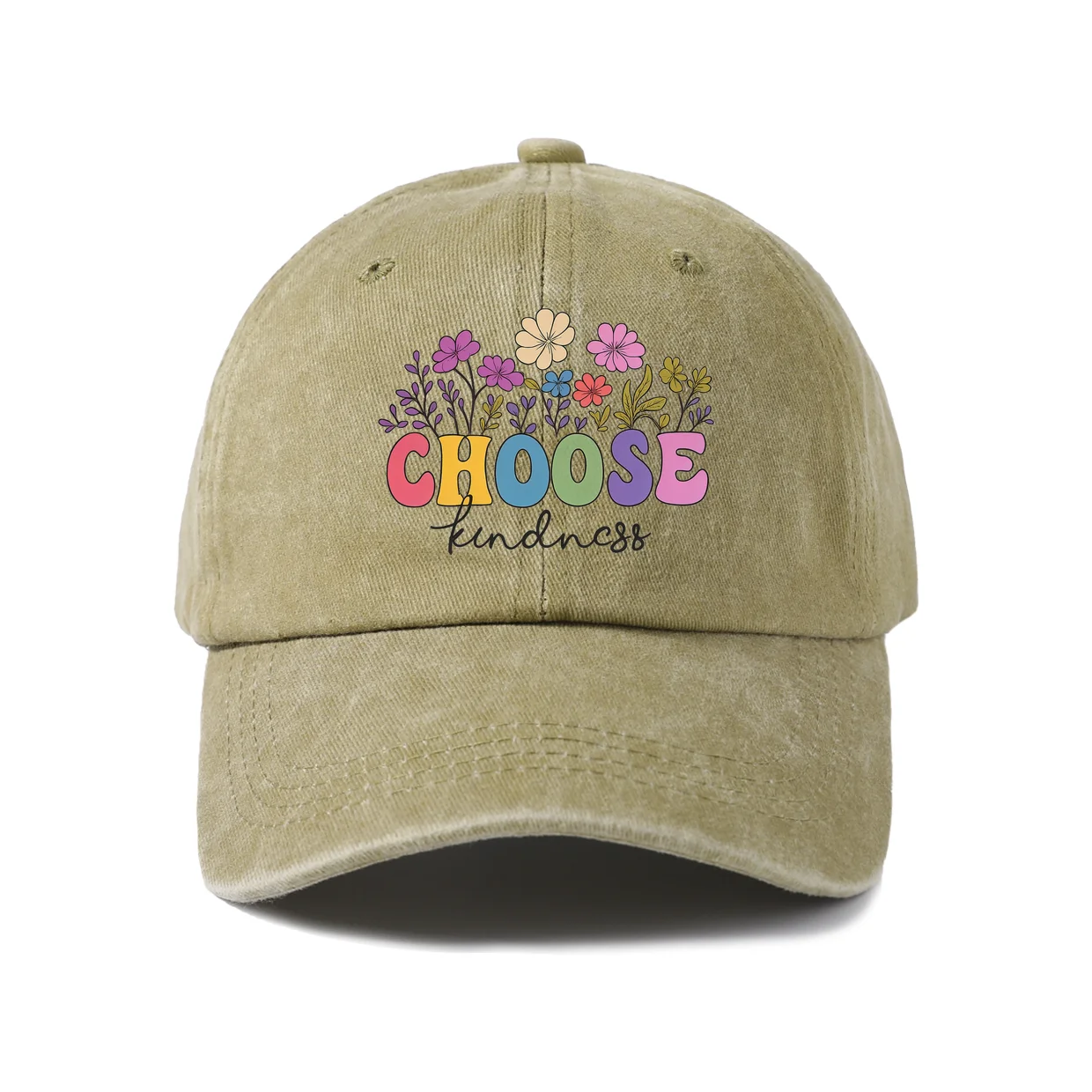 Choose Floral Typography Art Baseball Cap, Vintage Washed Adjustable Unisex Dad Hat, Travel Gift