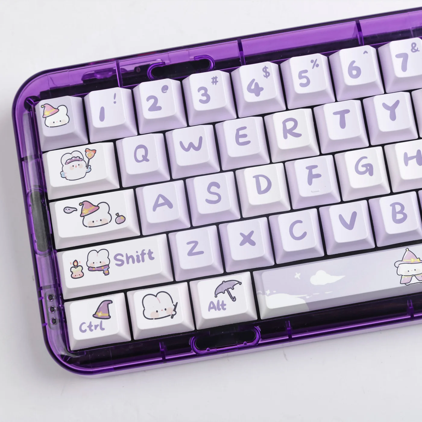 

144keys Purple Magic Rabbit Keycaps Cherry Profile PBT Mechanical Keyboard Key Caps For 67/87/98/104 MX Switch Game Keyboard