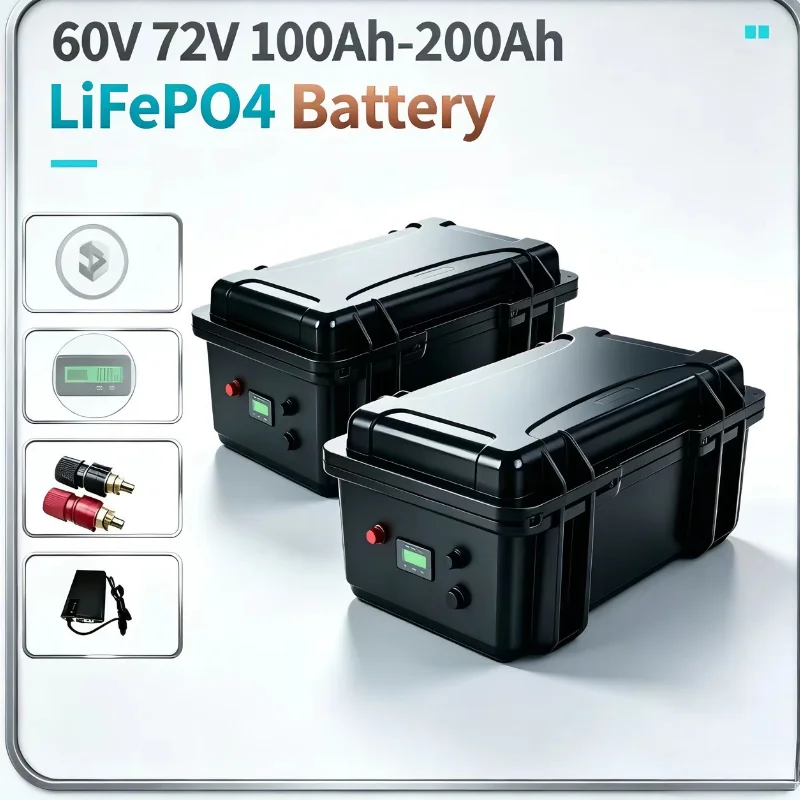 60V & 72V Lithium Iron Phosphate Battery Pack 100Ah-150Ah, Built-in BMS Safeguard, 6KW-7KW Output, Deep Cycle LiFePO4 Rechargeab
