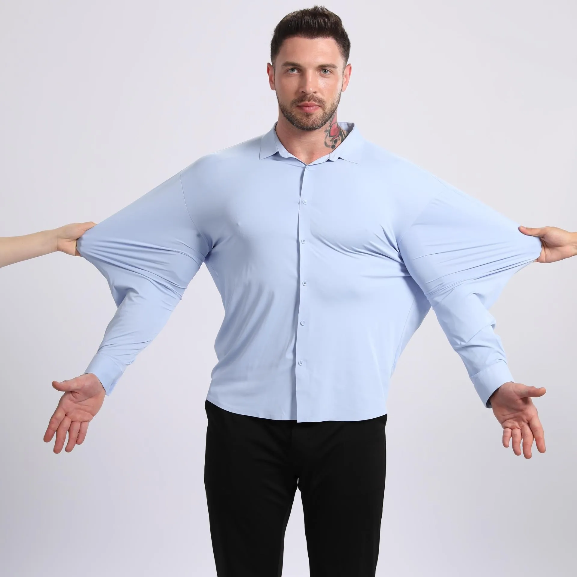 

Seamless High-Stretch Men's Long Sleeve Shirt Sun Protection Double-sided Ice Smooth Breathable Anti-Wrinkle Comfort Tops