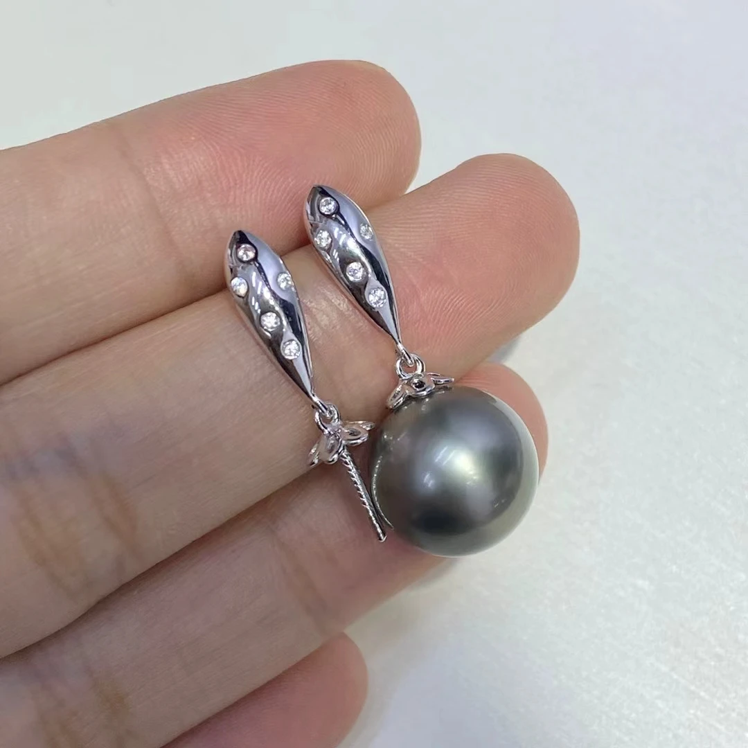 

Wholesale 925 Sterling Silver Earrings Mount Findings Settings Base Mounting Parts Accessory for 10-12mm Pearls 5 pairs/lot