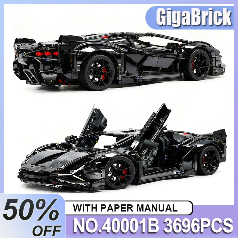

New MOC 40001B High-tech Shiny black Super Racing Sports Hypercar Building Blocks High-quality Puzzle DIY Toys Birthday Gift Kid
