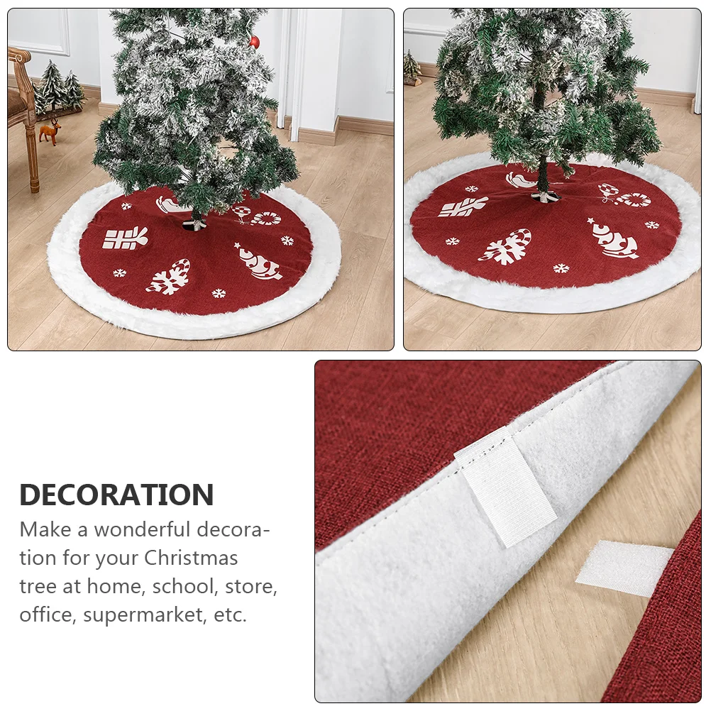 

Christmas Skirt Round Protector Floor Mat Reusable Xmas Apron Party Tree Skirt Mat Festival Tree Bottom Pad Decorative Ornament