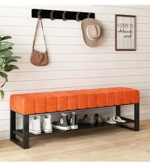 Nordic Shoe Changing Stools Modern Home Furniture Door Bench Living Room Sofa Ottomans Simple Bed End Stool Flannel Shoe Cabinet