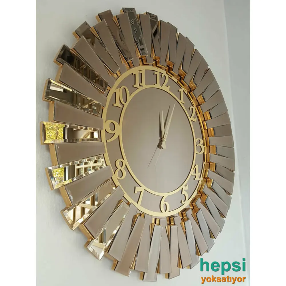 Solar Golden Latin Bronze Gold 85 CM Mirrored Wall Clock