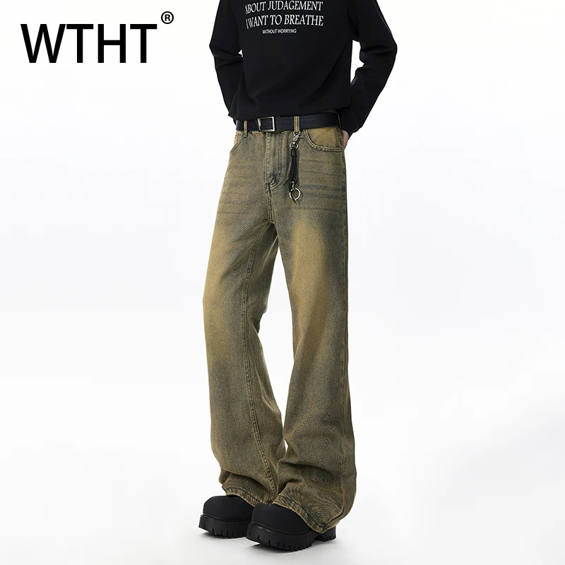 

WTHT винтажные мужские джинсовые брюки Old Design High Street, модные летние брюки в американском стиле 2025 года, прямые свободные джинсы мужские 2A1508