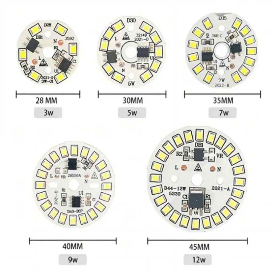 AC 220V Lampadina a LED Lampada patch Piastra SMD Modulo circolare Piastra di sorgente luminosa per lampadina Luce da incasso a LED Chip Faretto Lampada a LED