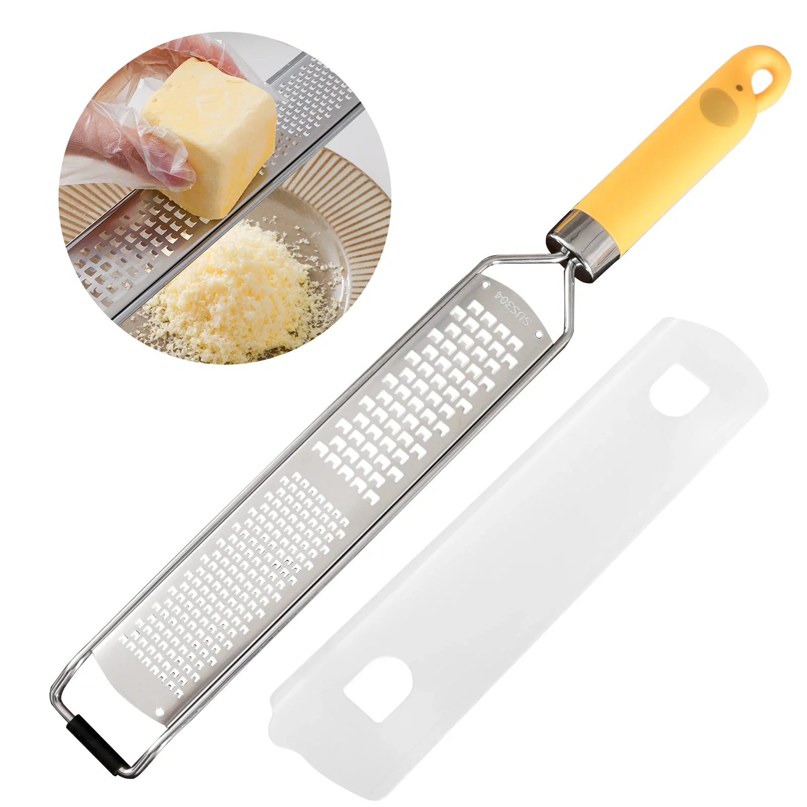 

2 in 1 Cheese Grater Lemon Grater Shredder Kitchen Cheese Grater Kitchen Gadgets 304 Stainless Steel Zester Versatile Sharp Too