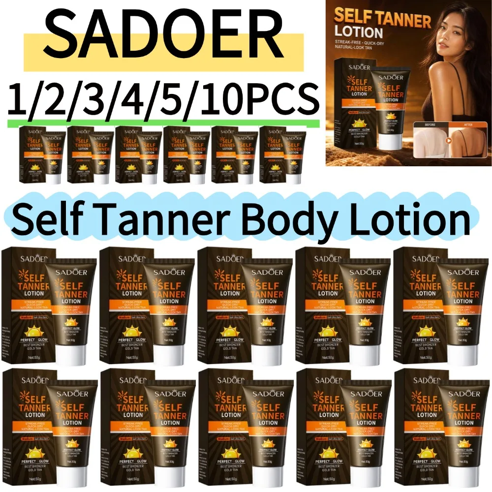 SADOER 1/2/3/4/5/10PCS Bronze Self Tanning Lotion Nourishing Hydrating Sunless Tan Cream  Smooth Golden Self Tanner Healthy Skin