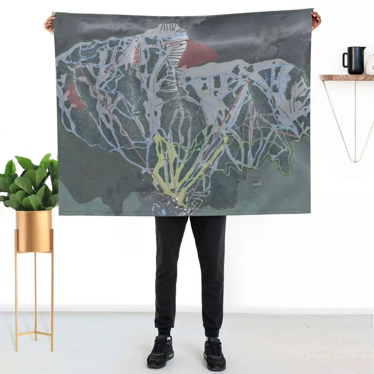 

Fernie Resort Trail Map Throw Blanket Fade Resistant Durable Throw Blanket