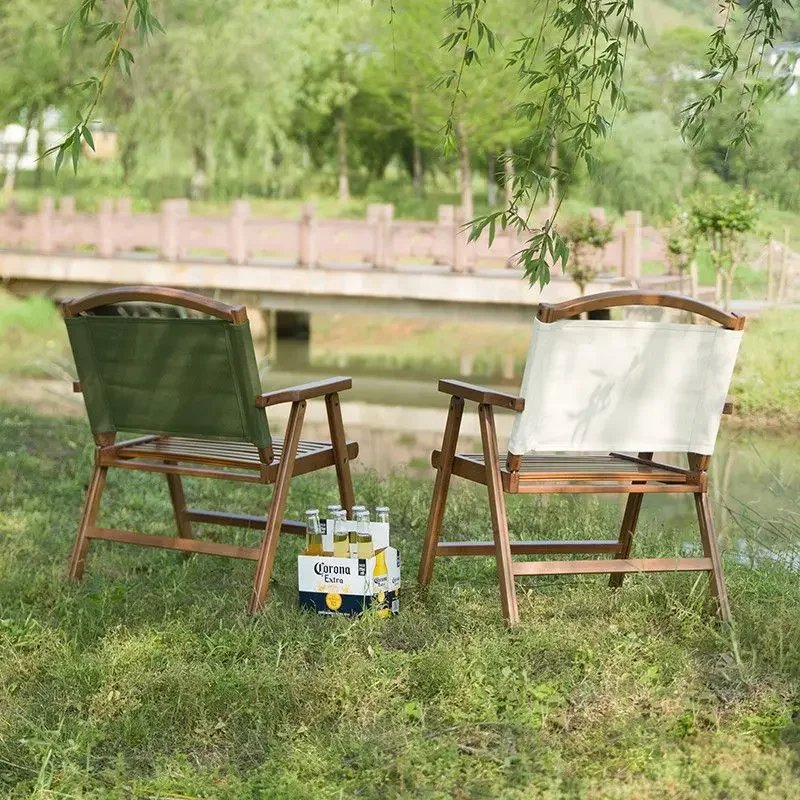 Folding Single Beach Table and Chair, Balcony Leisure Chair, Outdoor Camping Fishing Chair, High-end Bamboo，Camping Furnishings