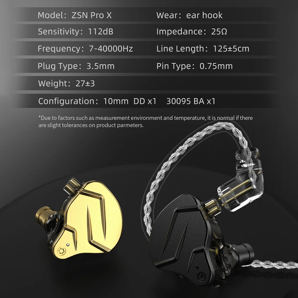 KZ ZSN PRO X HIFI Bass سماعات أذن 1BA + 1DD مراقبة التكنولوجيا الهجينة سماعة إلغاء الضوضاء 3.5 مللي متر جاك لموسيقى الألعاب الرياضية #6