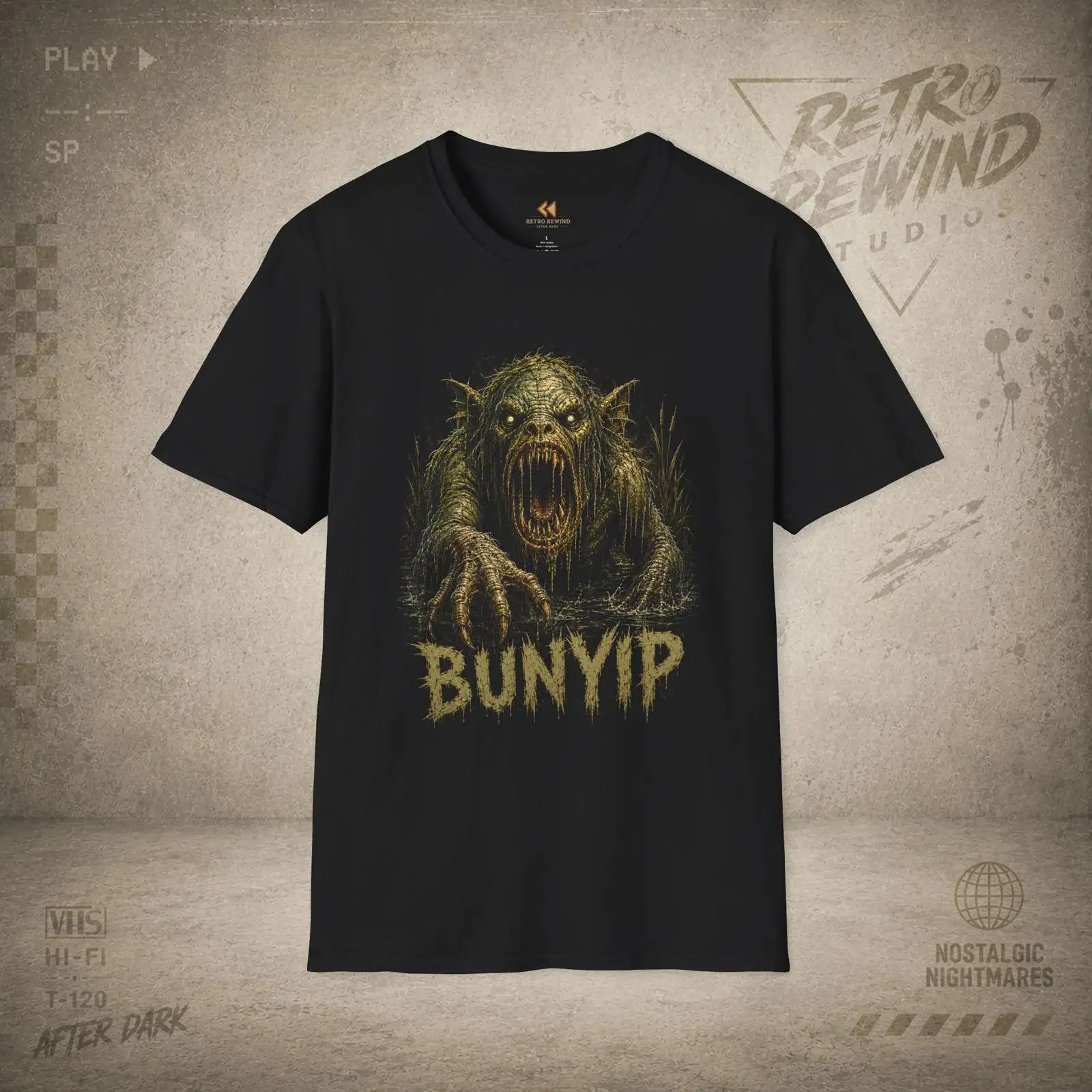 Bunyip Monster T Shirt Cryptid Horror vintage Washed Versatile Casual fashion Soft Stylish streetwear Stretched
