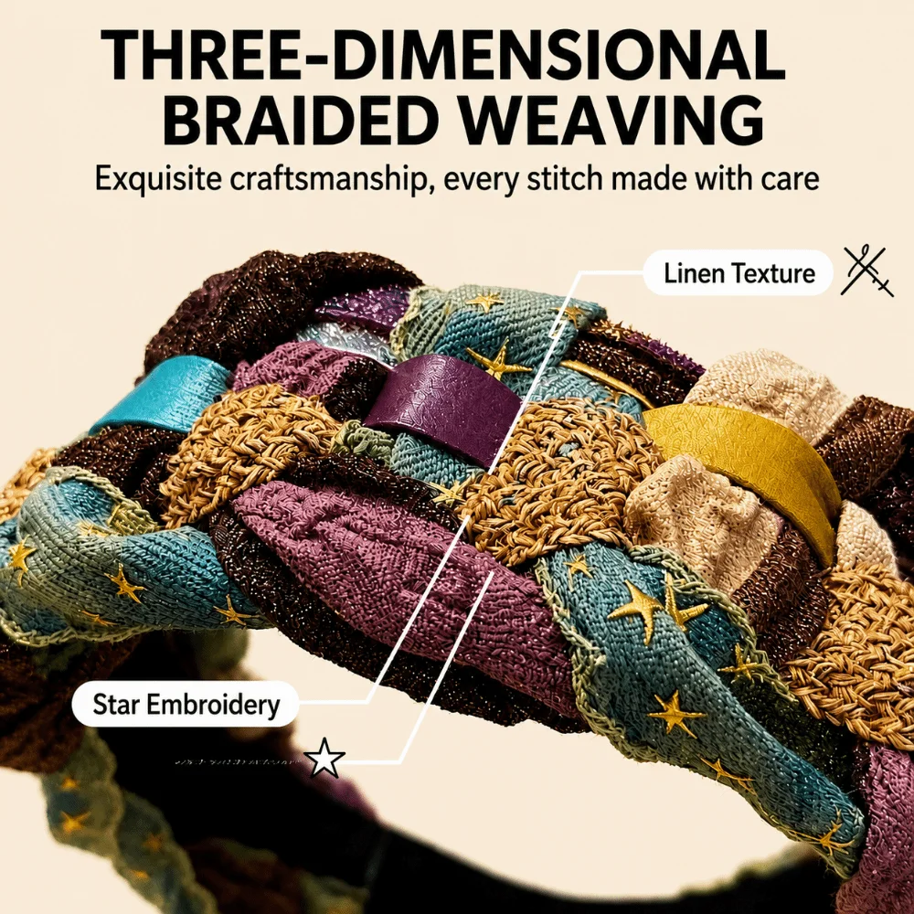 Vintage Bohemian Braided Headband Fabric Non Slip Wide Hair Wraps Spliced Makeup Washing Head Band For Women Hair Accessory