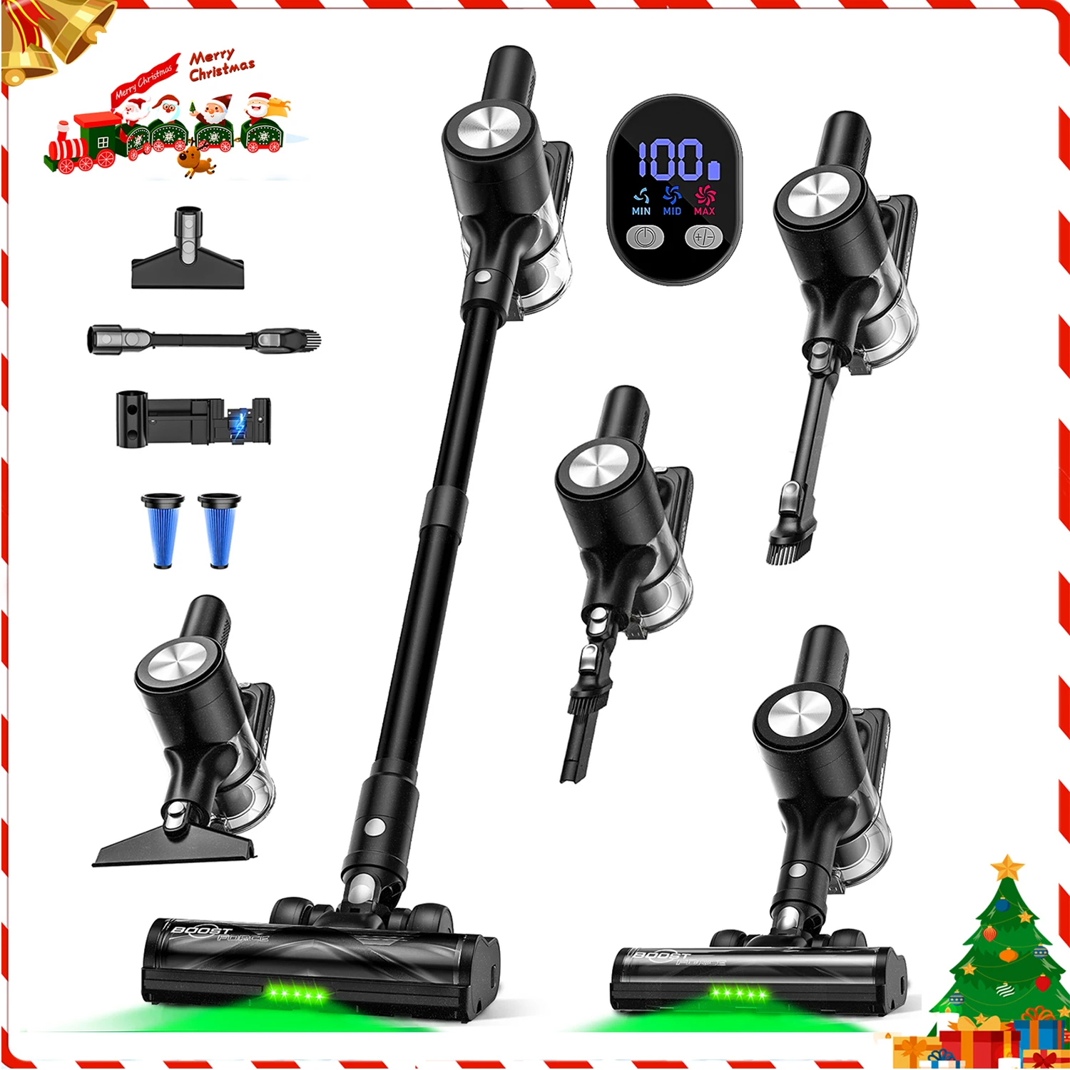 Aspirateur sans fil, 55Kpa/55 minutes, aspirateurs pour la maison, aspirateur-balai anti-emmêlement avec auto-support, charge murale