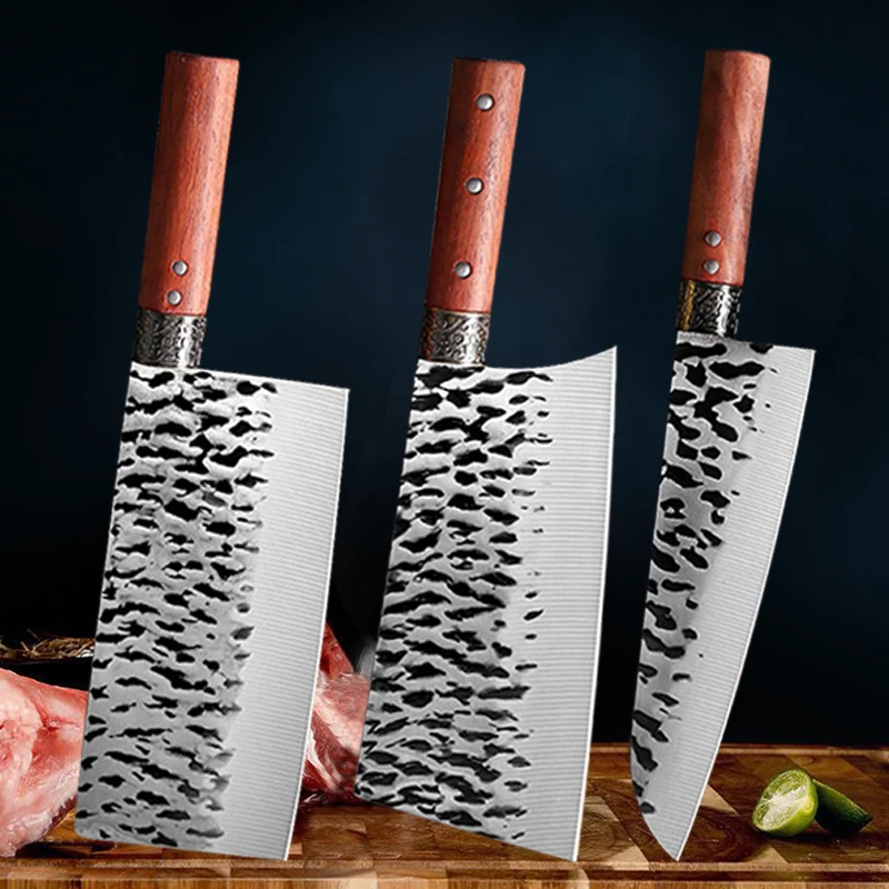 Forged Kitchen Chef Knife Set High Carbon Steel Meat Vegetables Slicing Knives Professional Butcher Chop Bone Cleaver Knife