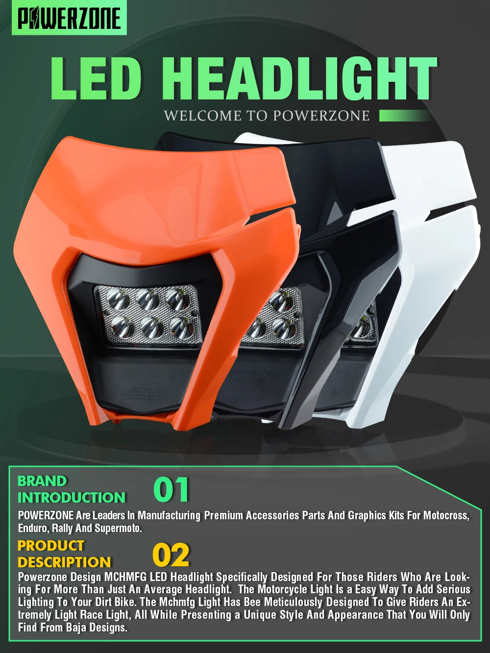 AliExpress POWERZONE PowerZone Motorcycle LED Headlight Headlamp Head Light Fairing For KTM 2021 EXC 2022 2023 EXC SXF MX Dirt Bike Enduro Headlamp