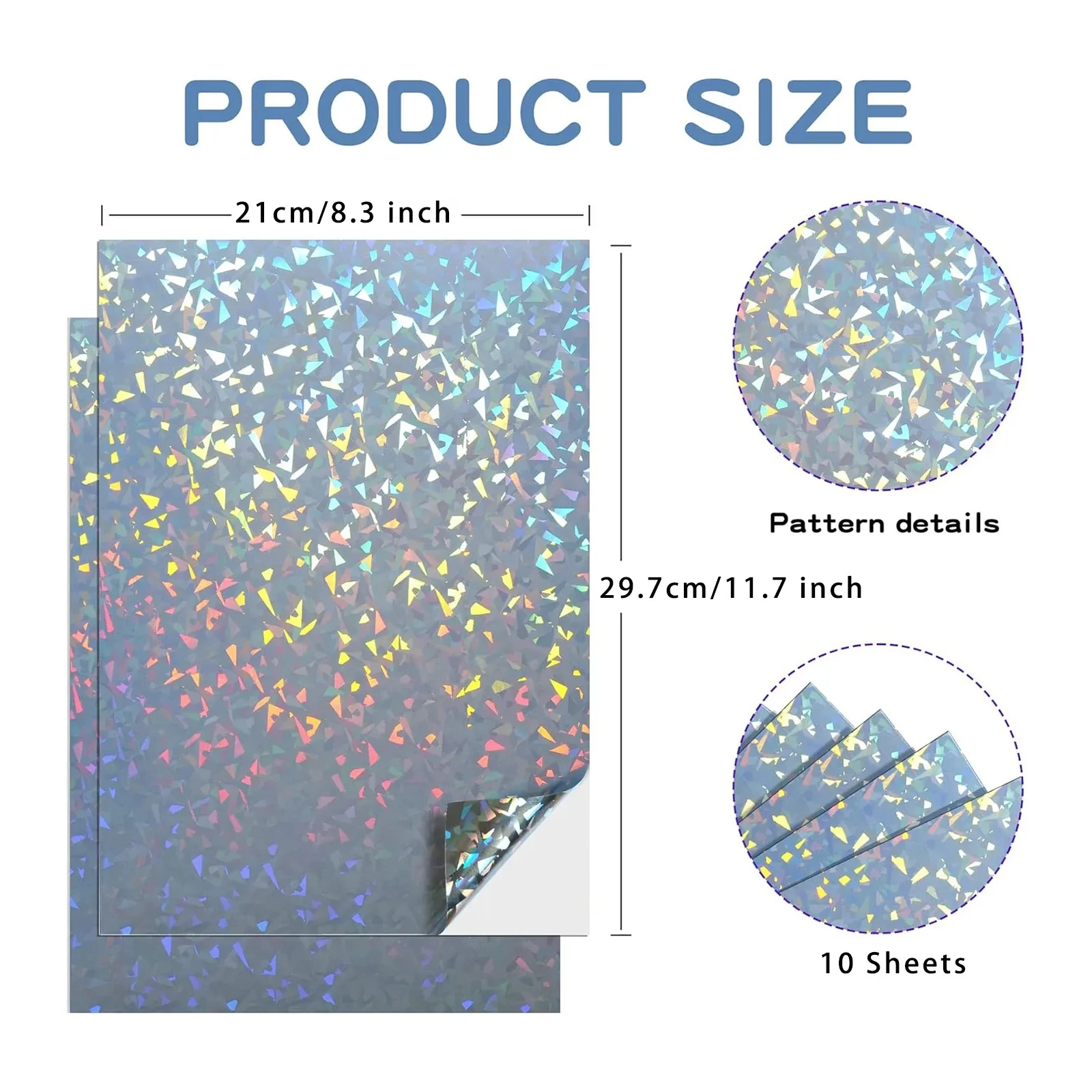 10Sheets/20Sheets A4 Size Holographic Glitter Laser Self Adhesive Waterproof Glossy Vinyl Stickers DIY Card Photo for inkjet