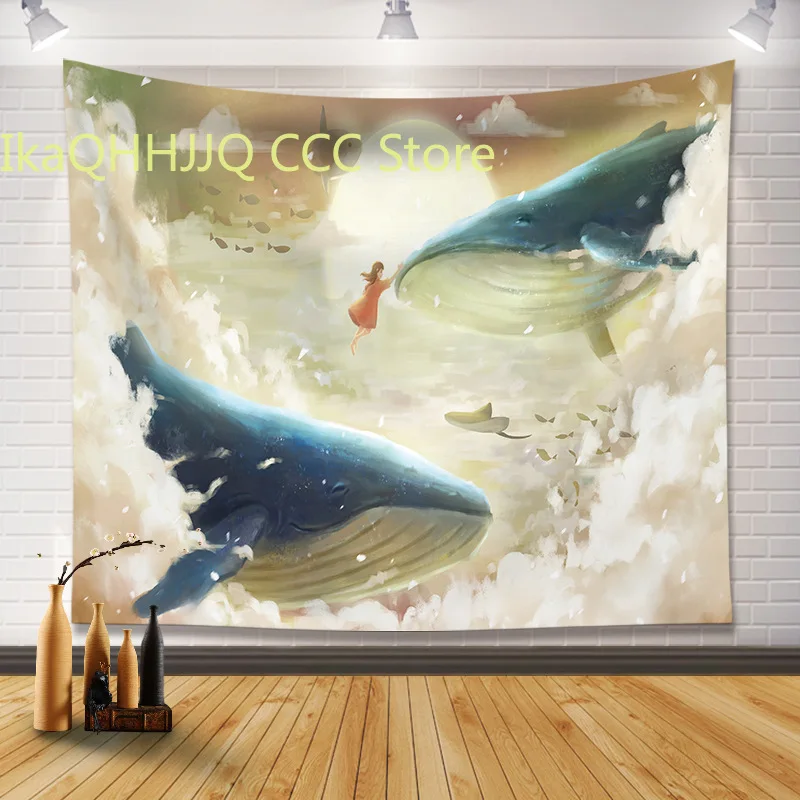 Japanese-style Decorative Wall Tapestry Background Fabric Poster Cloth Ins Nordic Living Room Rental House Decoration Tapestries