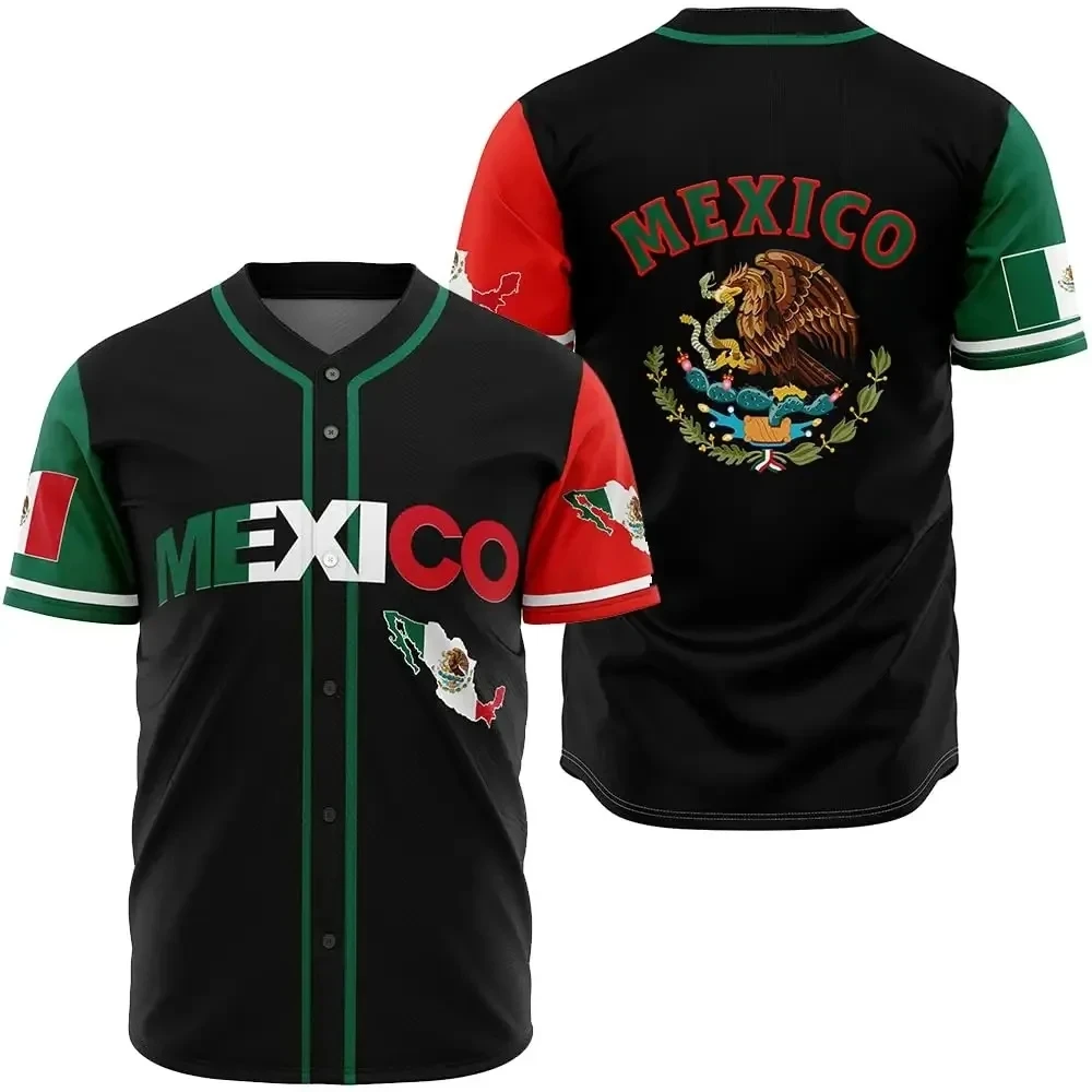 Custom Mexico Baseball Jersey Button Down Shirt Print or Personalized Name Number for Men/Women/Youth Baseball Team Clothes