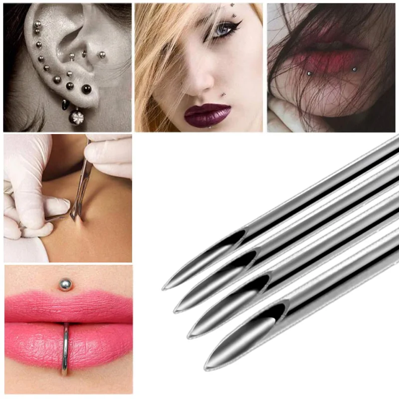 1/3/5Pcs aghi per Piercing monouso per il corpo ago medico per Kit di anelli per ombelico per labbra all'ombelico strumento chirurgico in acciaio