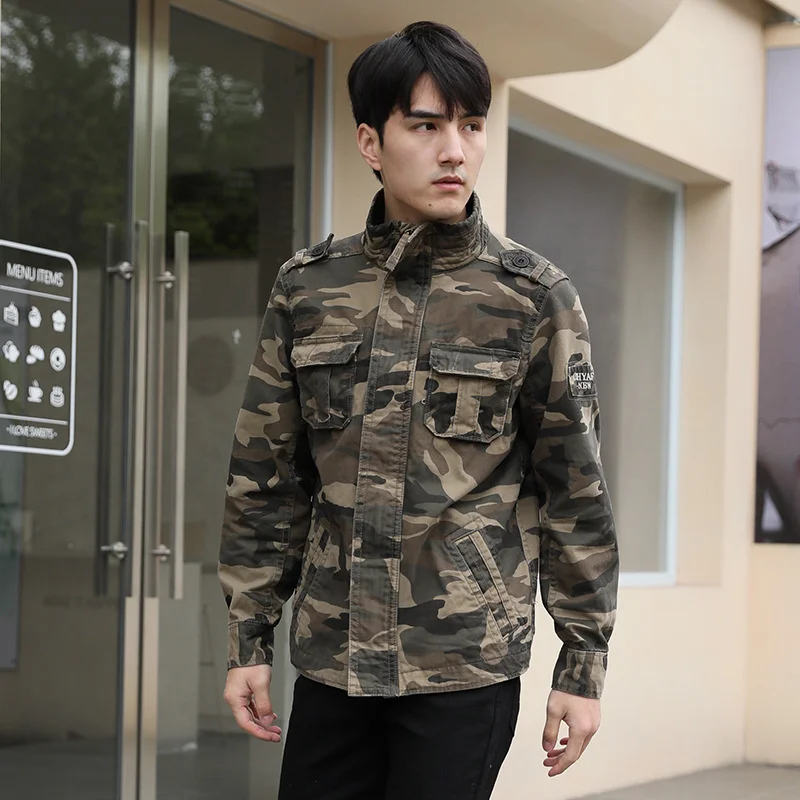 Camouflage Military Denim Jacket Men's Outdoor Casual Cotton Comfortable Multi-pocket Army Combat Tactical Men