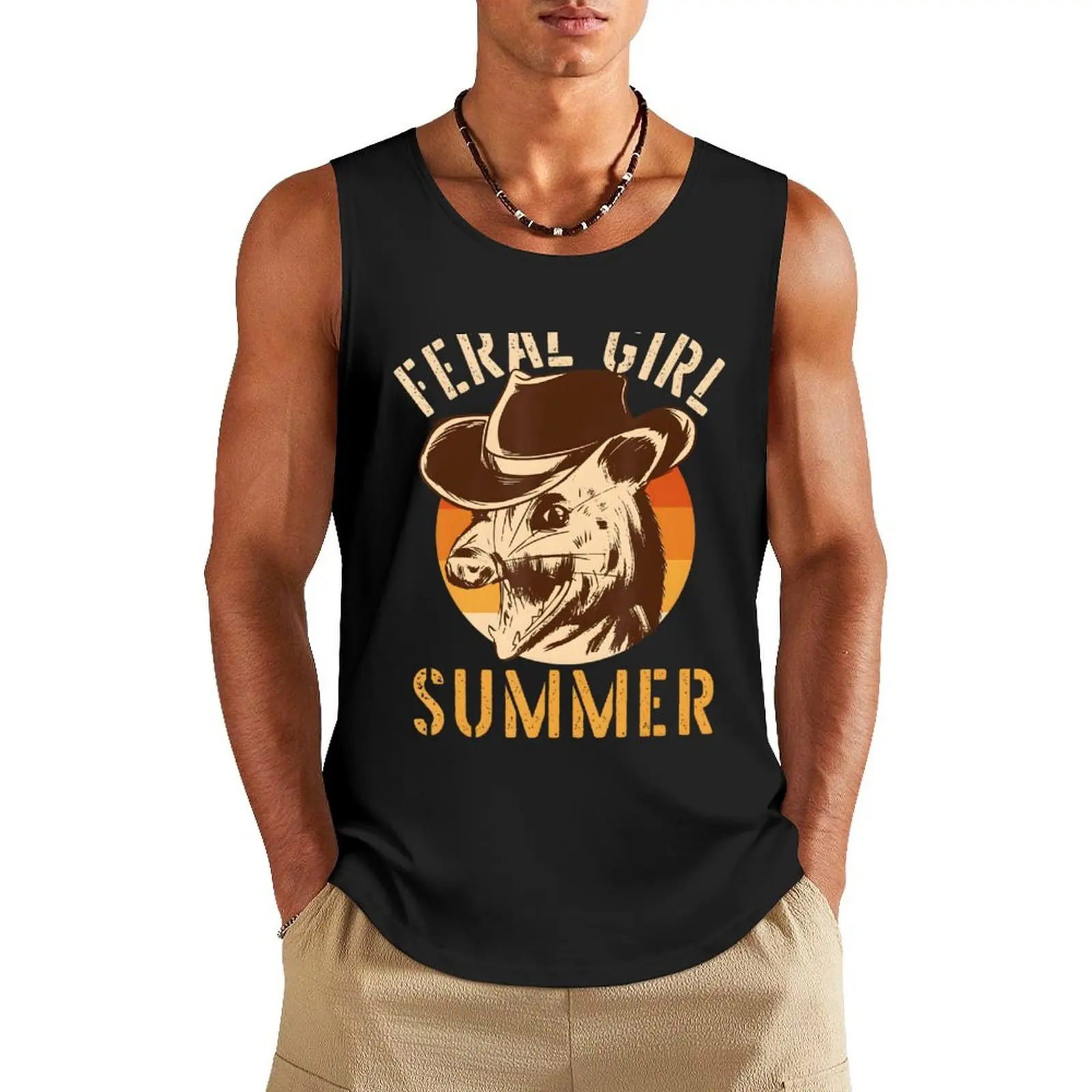 

Feral Girl Summer Opossum Funny Summer Women Tank Top t-shirt for man training weight vest