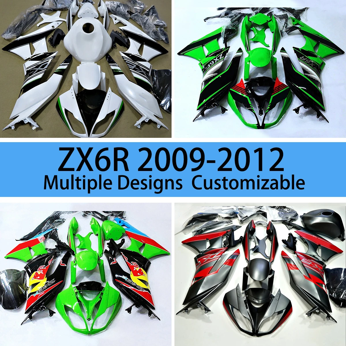 

Обтекатели из АБС-пластика ZX 6R 2009 2010 2011 2012 полный комплект обтекателей для KAWASAKI ZX6R 636 09 10 11 12