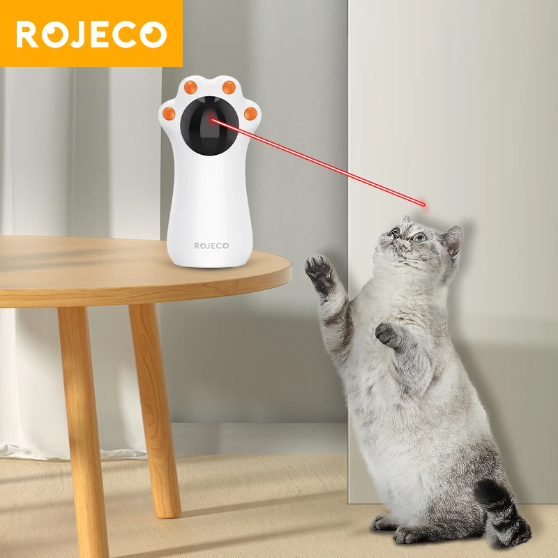 ROJECO Interactive Cat Toys Automatic Cat Claw Laser Teasing Pet LED Electronic USB Rechargeable Indoor Pet Toy for Dogs